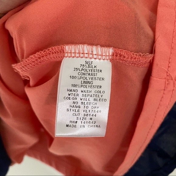 Impeccable Pig Tank Top Peach Orange Navy Blue Color Block Flowy Straps Solid - Picture 7 of 9